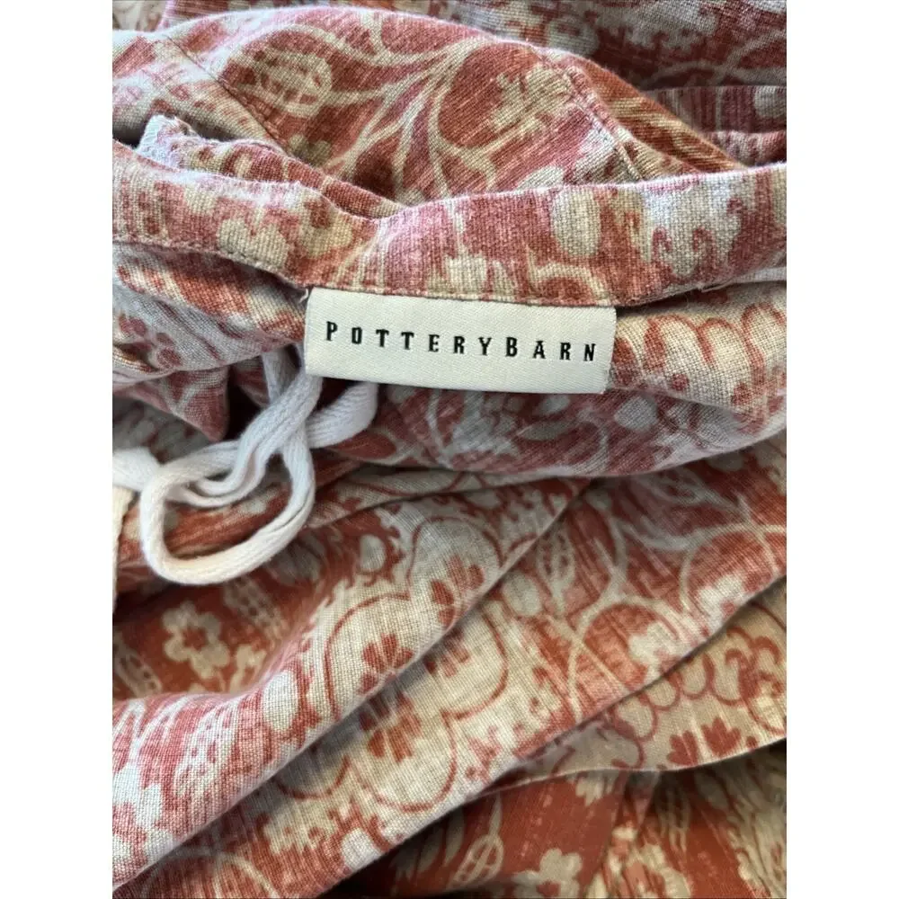 Pottery Barn Maya 100% Organic Cotton 92X 101 Queen/King Duvet Button Pillowcase